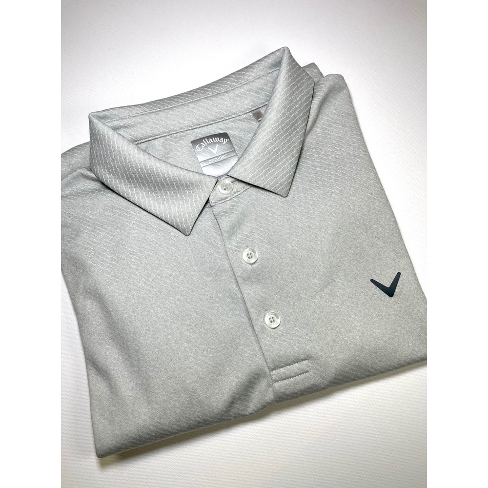 Callaway Opti-Dri Mens Large Gray Textured Short Sleeve Golf Polo Shirt Relaxed